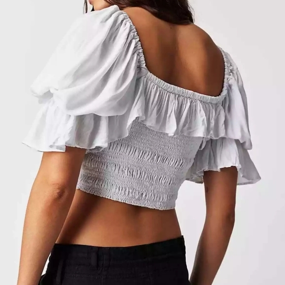 NWT Jen's Pirate Booty Free People Collab Bethany Puff Sleeve Blouse XS - Picture 2 of 11